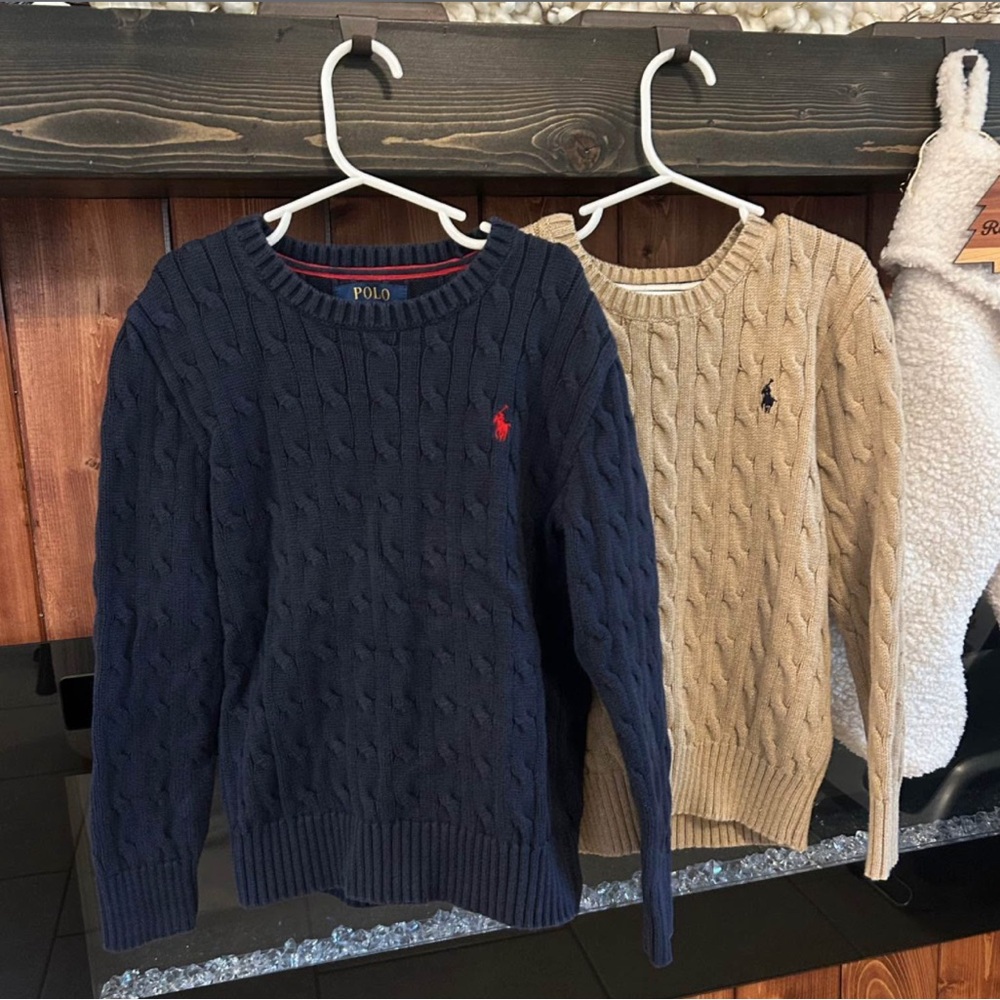 Polo by Ralph Lauren Men's Crewneck Sweater - Navy and Tan